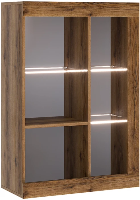 Прага Витрина универсальная ЛДСП, делано/Черный глянец