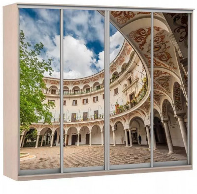 Шкаф купе Модерн 2362х600 4-х дверный 3-х секционный фотопечать №2 ясень