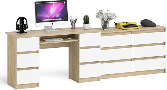 Мори Стол компьютерный МС-2 + Комод МК1200.6, цвет дуб сонома/белый, ШхГхВ 255,8х50х76,6 см., универсальная сборка
