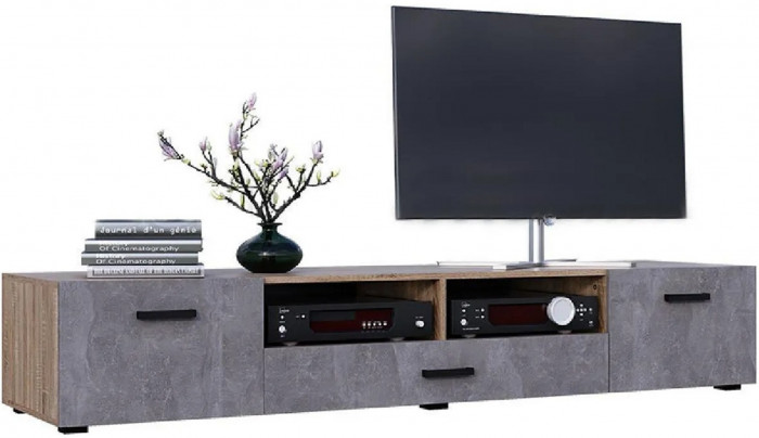 Нэнси New ЛДСП Тумба ТВ (2дв.+1ящ.) (Дуб Сонома, Бетон светлый)