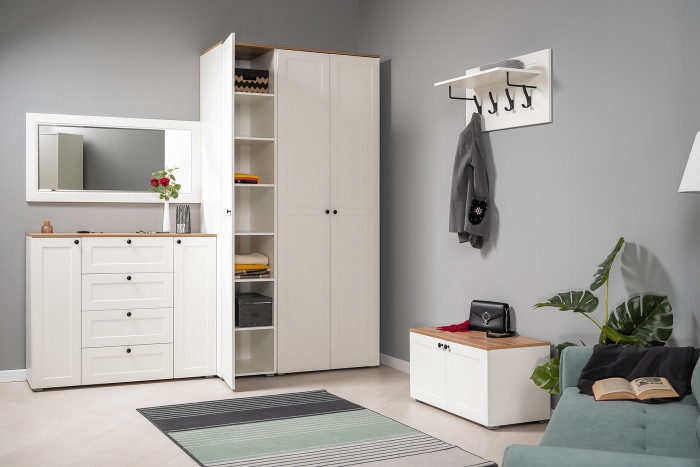 Остин 13.225 Шкаф-пенал 3 шт., цвет белый шагрень/дуб крафт золотой, ШхГхВ 120х54,3х229,6 см., универсальная сборка