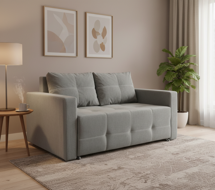 Диван-аккордеон Марс, сп.м. 140х200, велюр серый