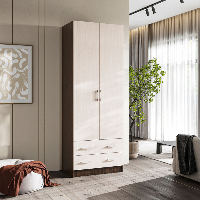 Дуэт шкаф 2-х ств (800*2200*500 мм) ясень шимо темный/ясень шимо светлый