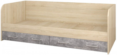 Спальня Колибри Лофт кровать с ящиками дуб сонома/ателье светлое+акрил белый