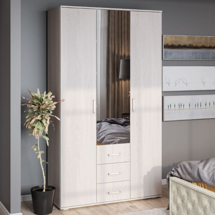 "Белла" шкаф 3-х створчатый (1200х2120х470) венге/ясень белый