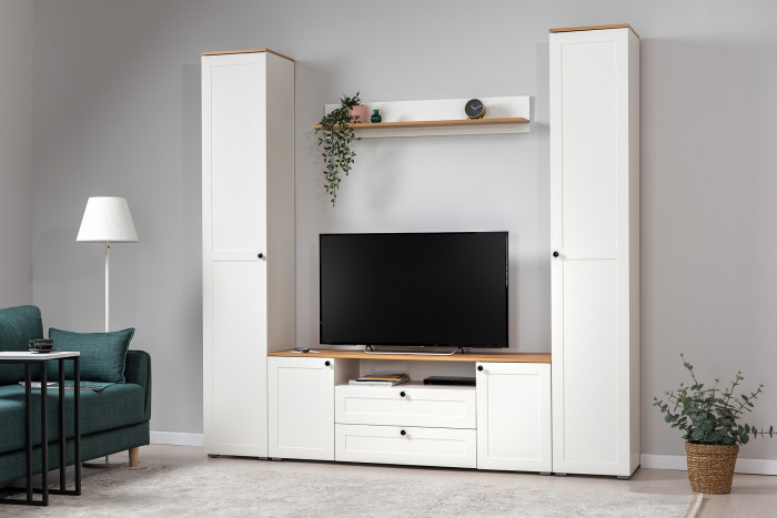 Остин 16.484 Полка, цвет белый шагрень/дуб крафт золотой, ШхГхВ 120х20х21,6 см.