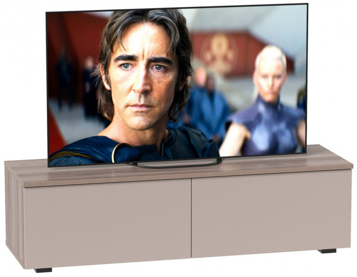 Роквуд Тумба под ТВ 16.54.02, цвет корпус ДСП эмили блаш/фасады МДФ крем, ШхГхВ 115,3х36,8х32 см.