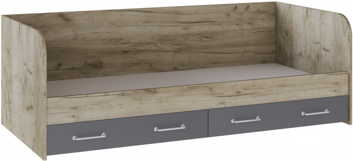 Кровать с ящиками Колибри-Лофт, Дуб крафт серый/Графит серый