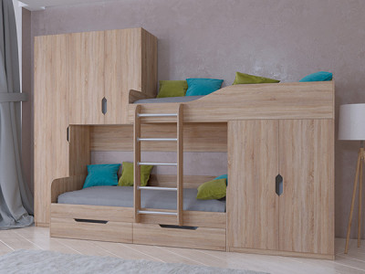 Кровать двухъярусная ЛЕО Сонома/Сонома